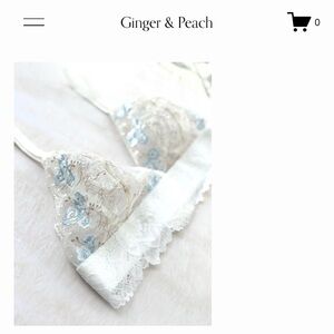 Lace Bralette in Cream and Blue